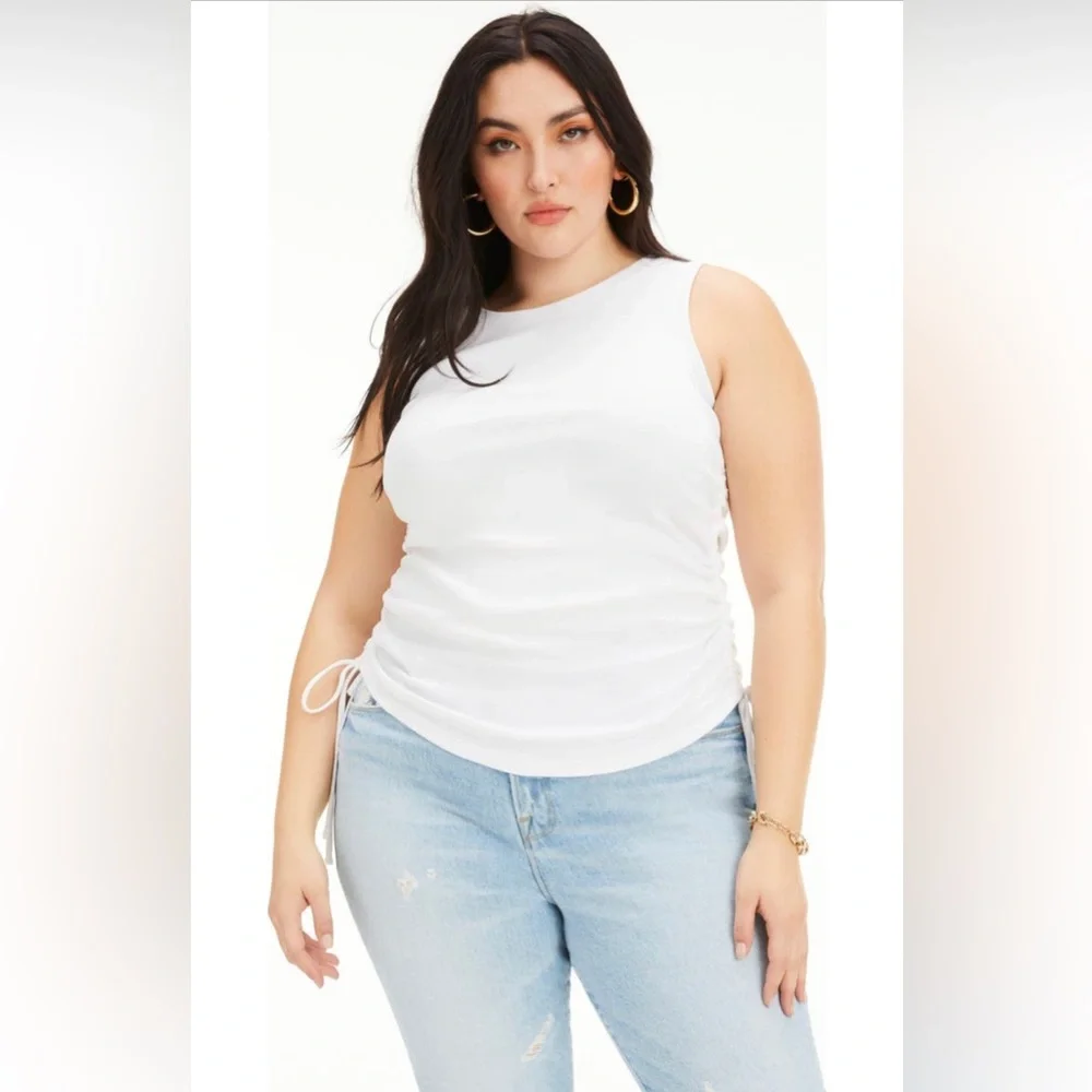 Good American Ruched Tank in White GA SIZE 4/ Size XL NWT - Picture 3 of 4